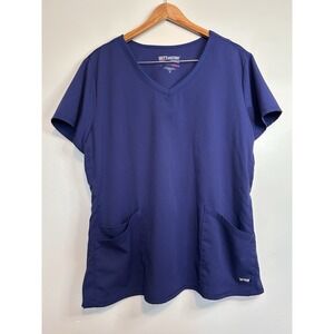 Grey's Anatomy Scrub Top Active Spandex Stretch Navy XL